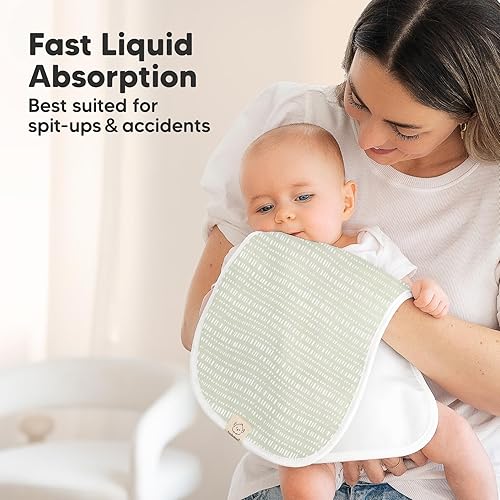Vista 123 de Paños orgánicos para eructos para bebés niños y niñas, paquete de 5 paños de algodón súper absorbentes para bebés, trapos suaves y afelpados