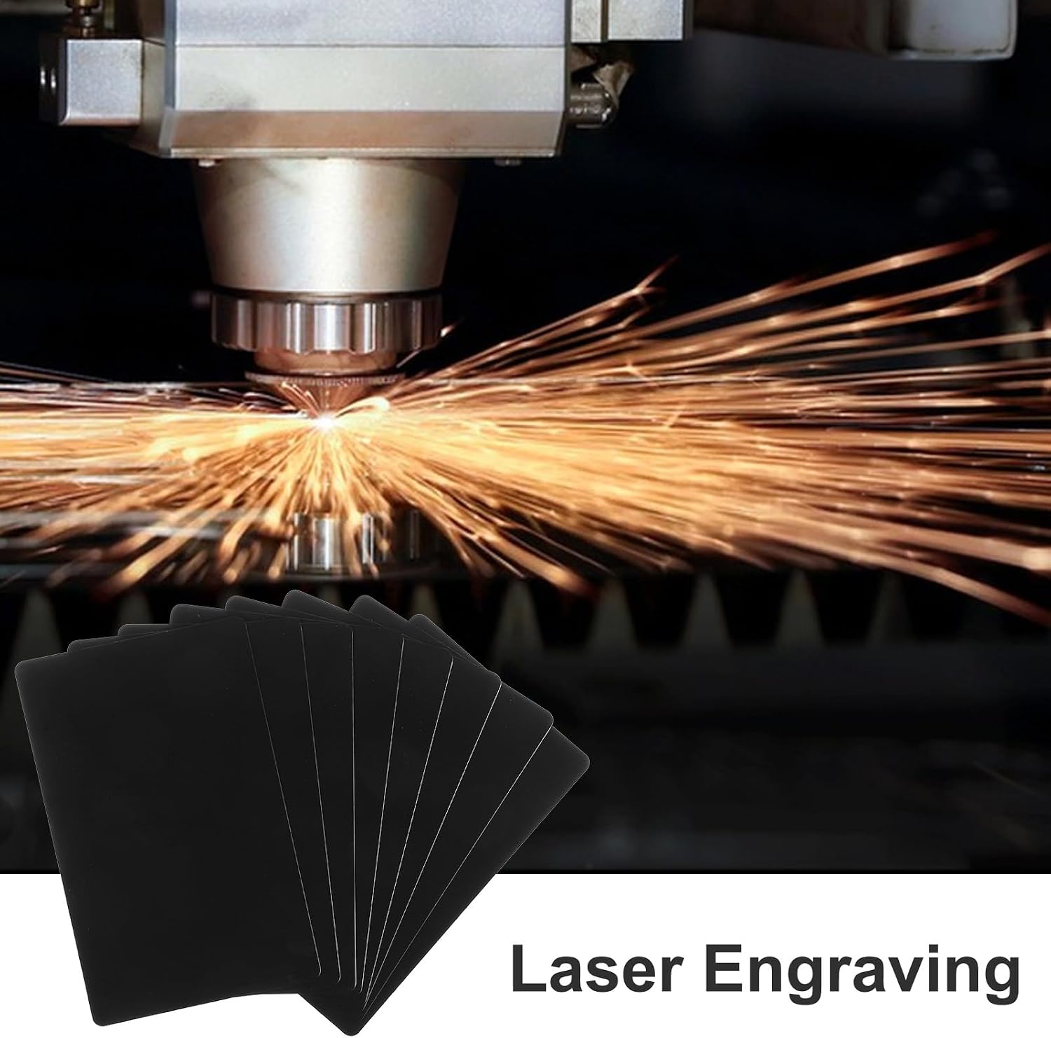 100PCS 0.42mm Metal Business Cards Blank Thicken Aluminum Name Laser Engraving Cards Blanks Sublimation for House Office Customer DIY Gift Plate Invitations 3.4 x 2.1 Inch Black