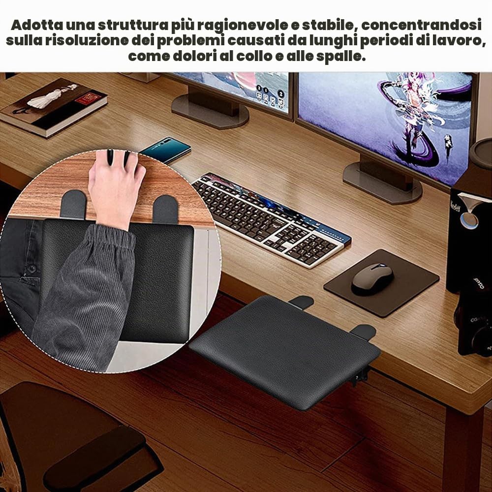Estensione Scrivania,Supporto Ergonomico Pieghevole Per Bracciolo Di Scrivania e Sedia, Adatto Per Il Supporto Del Polso Del Bracciolo In Ufficio, Può Essere Piegato a 90°, Facile Da Riporre