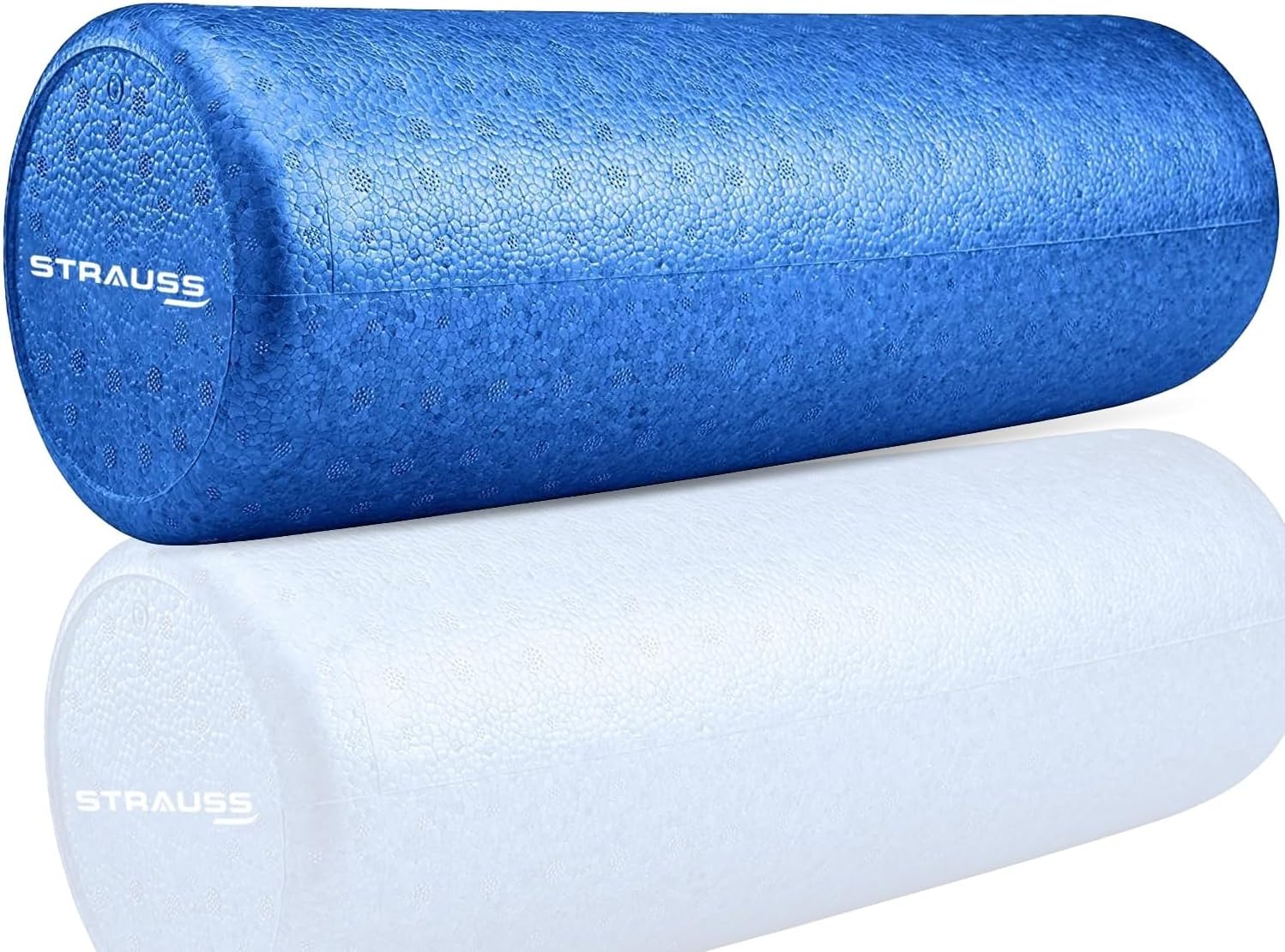Strauss High Density Foam Roller | Deep Tissue Massage Roller for Knee Exercise, Muscles Recovery & Physiotherapy | Home Gym Fitness Equipment for Full Body Relaxation and Flexibility | 45cm,(Blue)