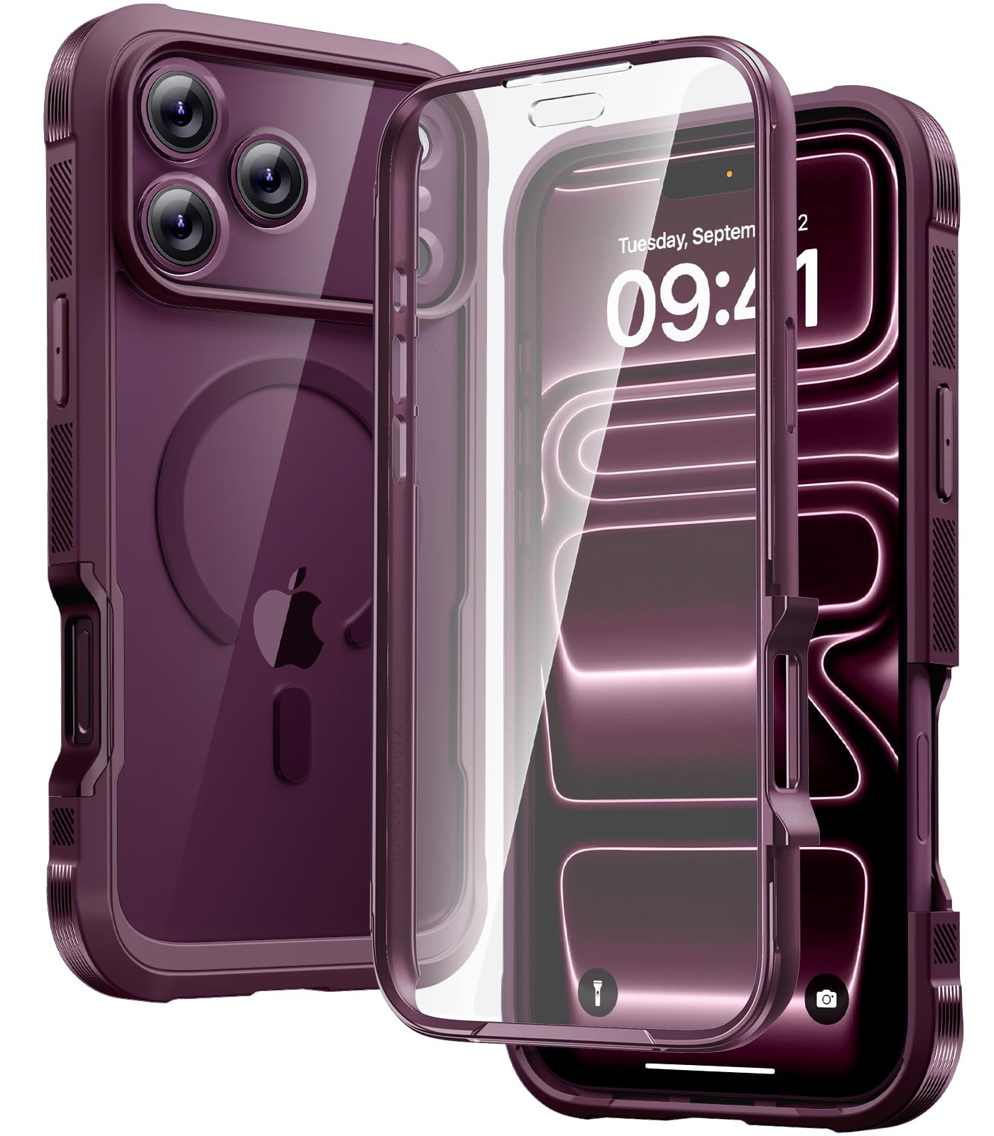 Diaclara Magnetic & Screen Protector for iPhone 18 Pro Max Case,Burgundy