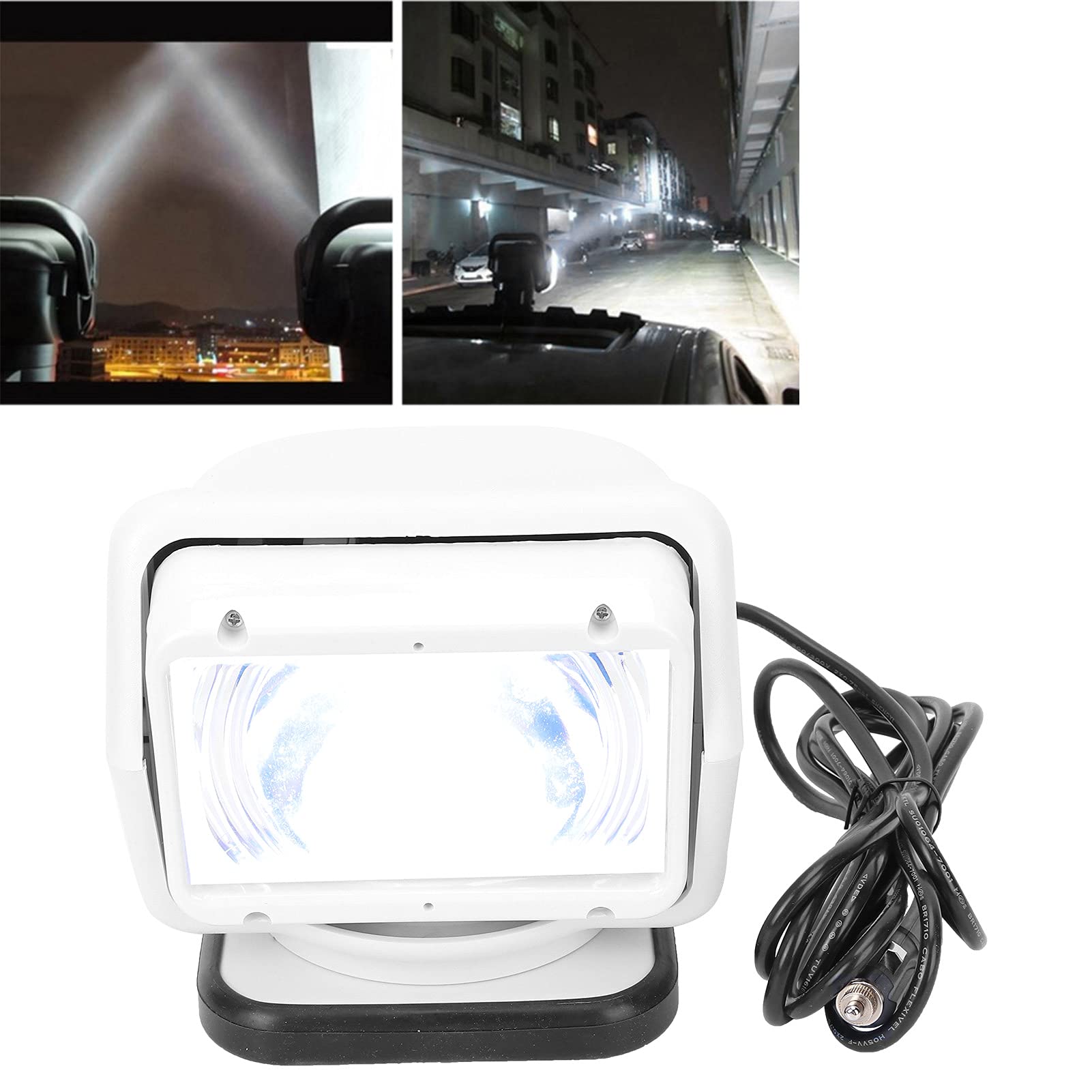 Faro Ricerca con Telecomando per Luce Spot 12/24 V 55 W per Barche Marine all'aperto, Angolo, 6000 K (Un bianco)