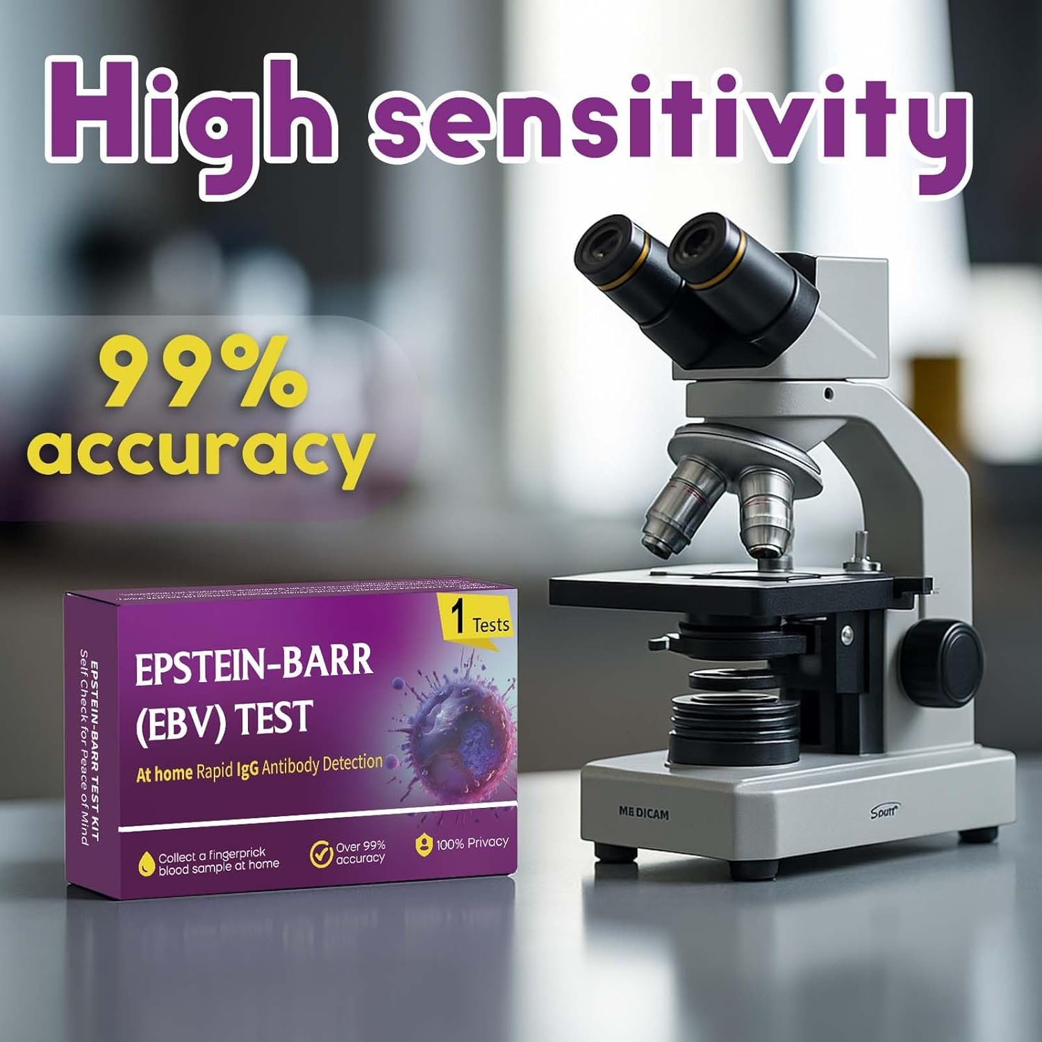 EBV at-Home Test Kit | Detects IgG Response to VCA & EBNA | 15-Minute Rapid Result | Easy Fingerstick Sample