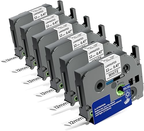 TZe-231 - Cinta para etiquetadora Brother de 0.47 pulgadas laminada blanca TZe TZ TZe231 P Touch para impresora de etiquetas PT D220 H110 D210 1280