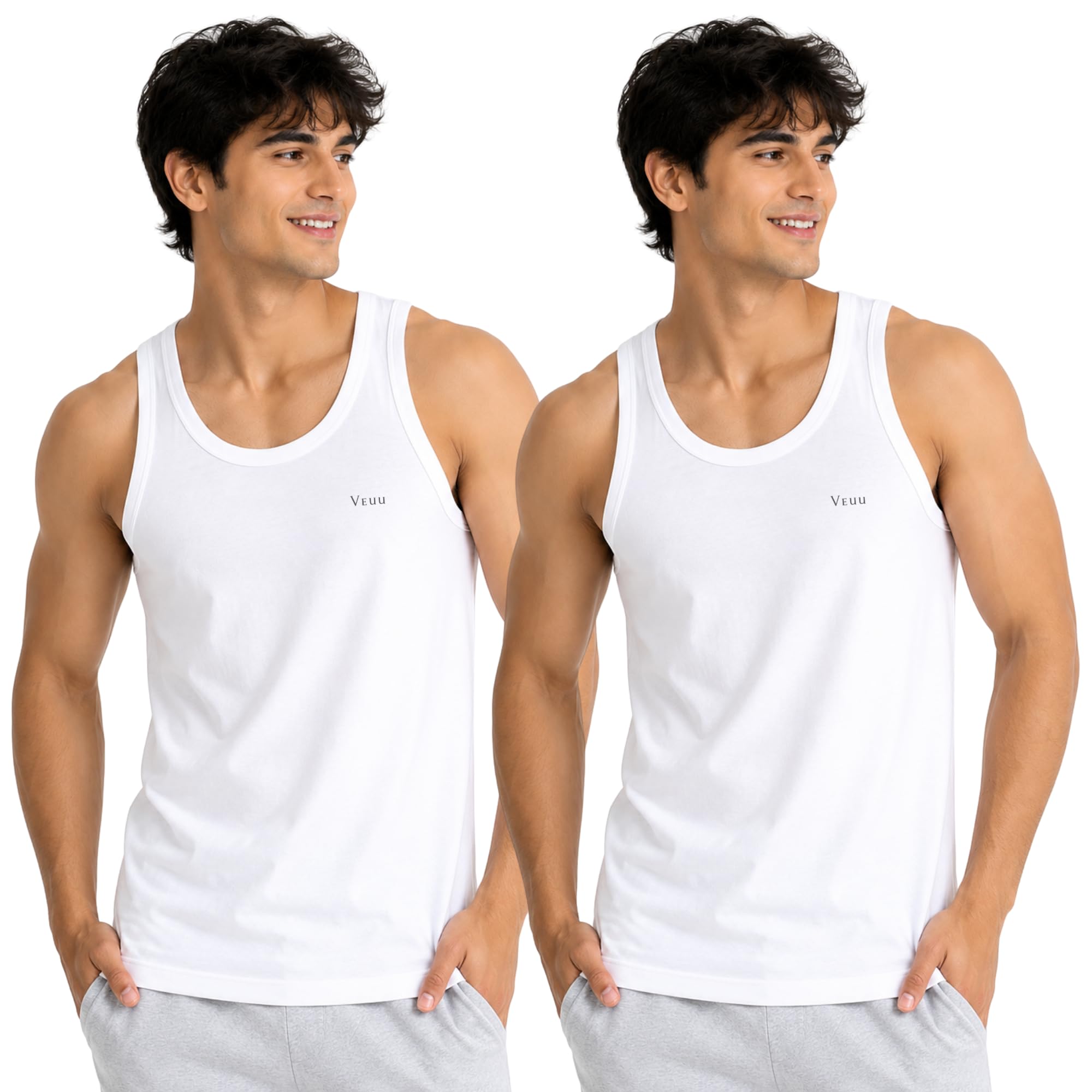 Cotton Vest, Anti-Bacterial, Cotton Ribbed Regular Fit Solid Round Neck Vest, Shape Retaining Tank Top, 100% Cotton Banyan for Men, Premium Soft Inner Baniyan-image-44