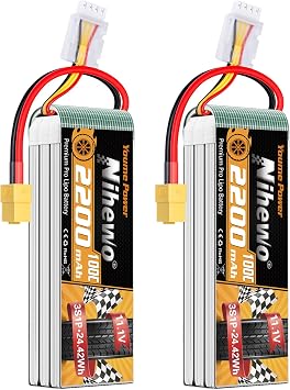 3S Lipo Battery 2200mAh 11.1V RC Lipo Battery Pack 100C with XT60 Plug Soft Case for RC Drone FPV Airplanes Multi-Motor Quadcopters Cars Trucks Boats Racing Models 2 Packs