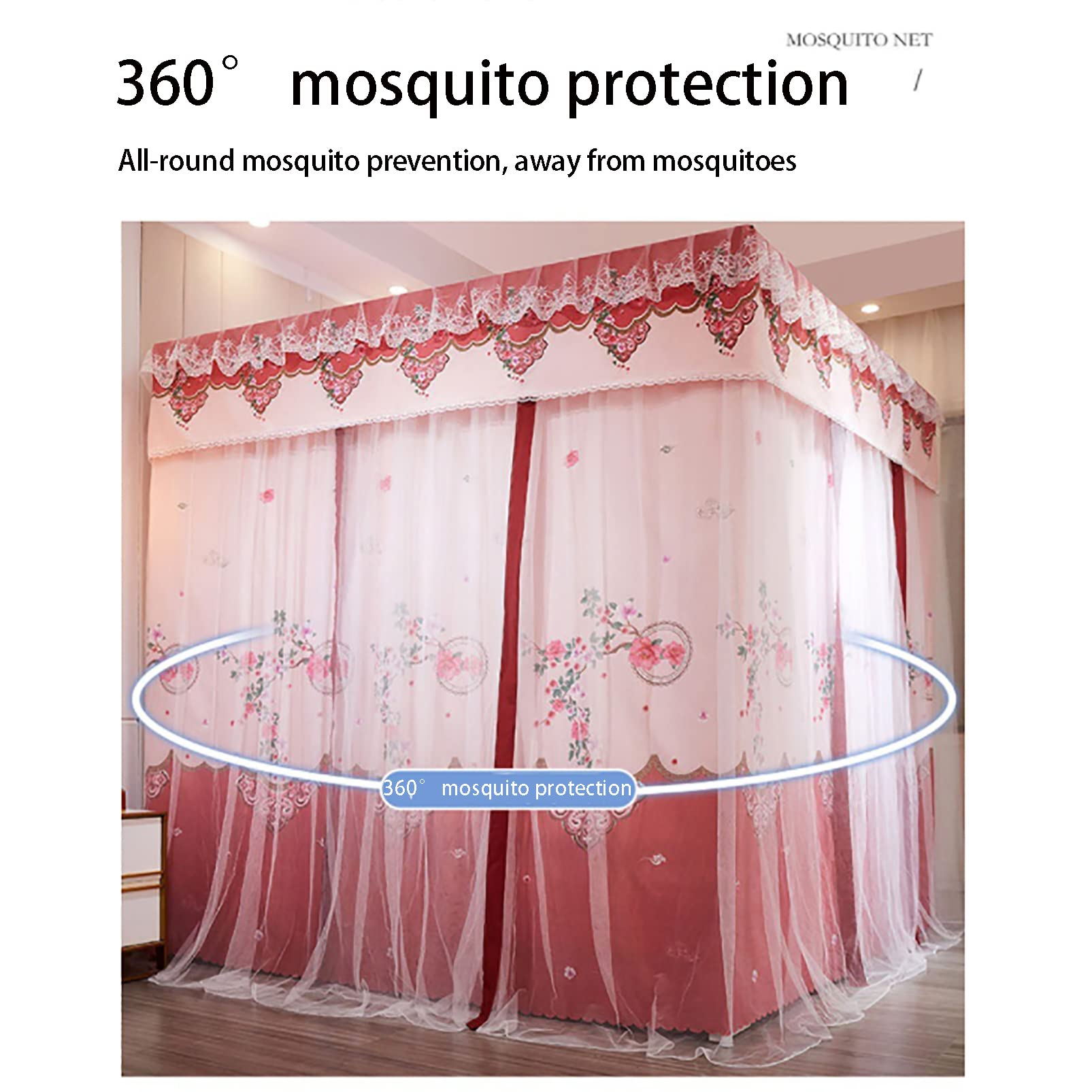 Cortina De Cama Mosquitera Cuadrada Tienda De Campaña Princesa Dosel Cortinas De Cama Cortinas De Postes De Cuatro Esquinas Regalo De Cumpleaños Privacidad Interior,Azul,200X220Cm