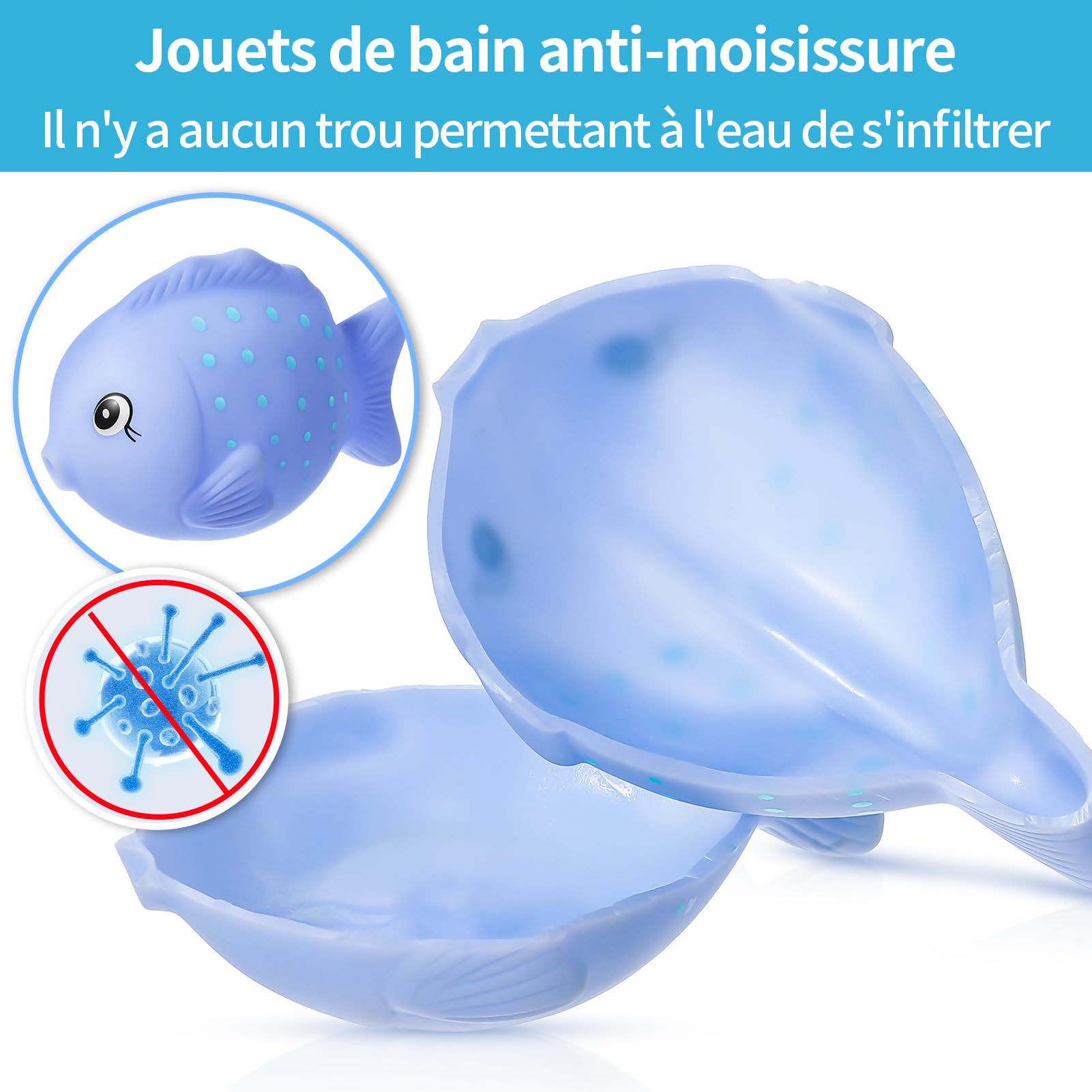 sans Trous - Jouet de Bain pour Bebe 1 2 3 4 Ans, Jeux de Bain Enfant Jouet Piscine Jeux Eau Bebe , Animaux Marins en Caoutchouc Canard en Caoutchouc Jeu de Bain bébé ( sans Moisissures 9 pièces )