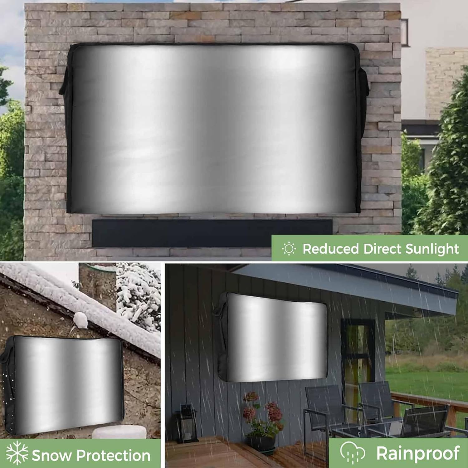 Outdoor TV Cover 43 Inch Black Grey TV Enclosure Abstract Gradient Color TV Covers for Outside TV Display Screen Protector with Remote Control Pocket Home Decor