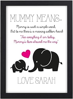 PERSONALISED Love Birthday Gift for Mum Mummy Nanny Nan Keepsake Gifts - PERSONALISED with ANY NAME and ANY RECIPIENT - Black or White Framed A5, A4, A3 Prints or 18mm Wooden Blocks