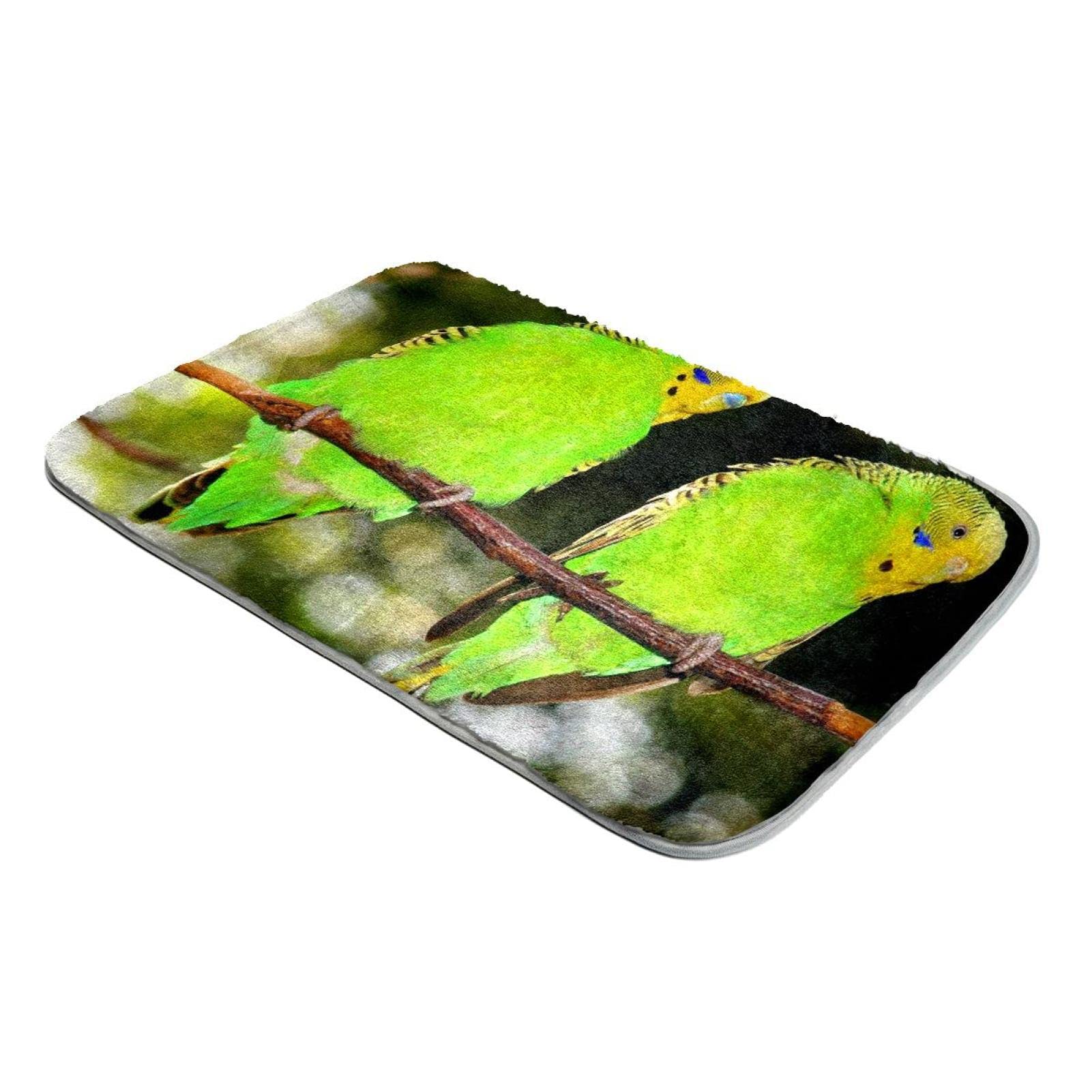 Tapis fausse fourrure perruches vertes design luxe et élégant