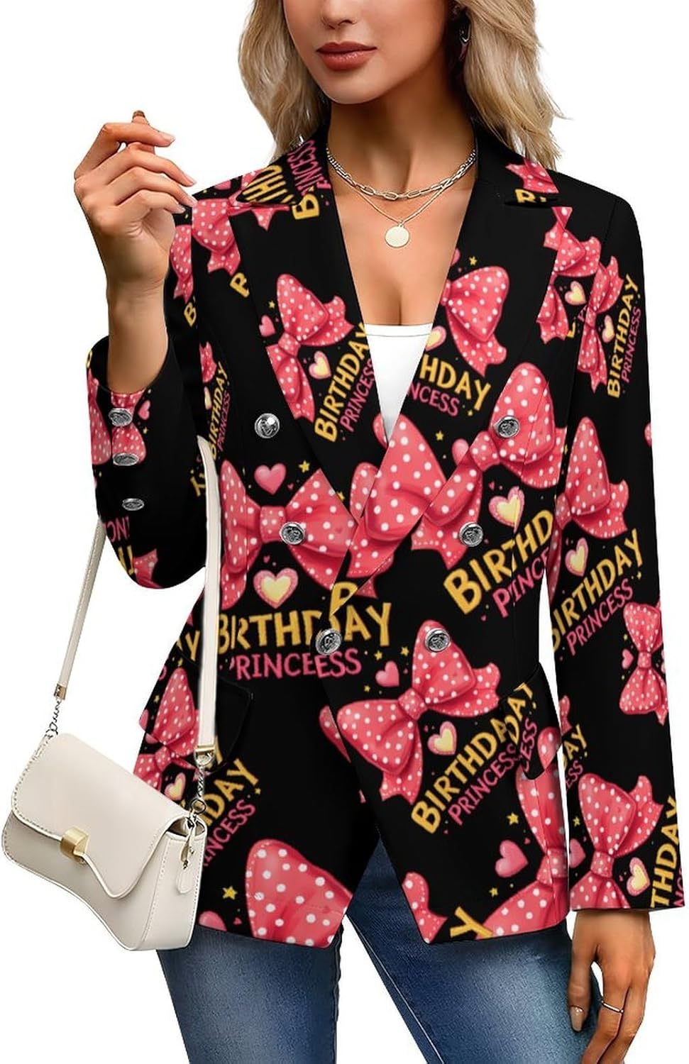 Birthday Princess Women's Blazer Long Sleeve Suits Business Casual Blazers Jackets Lapel Open Front Suit