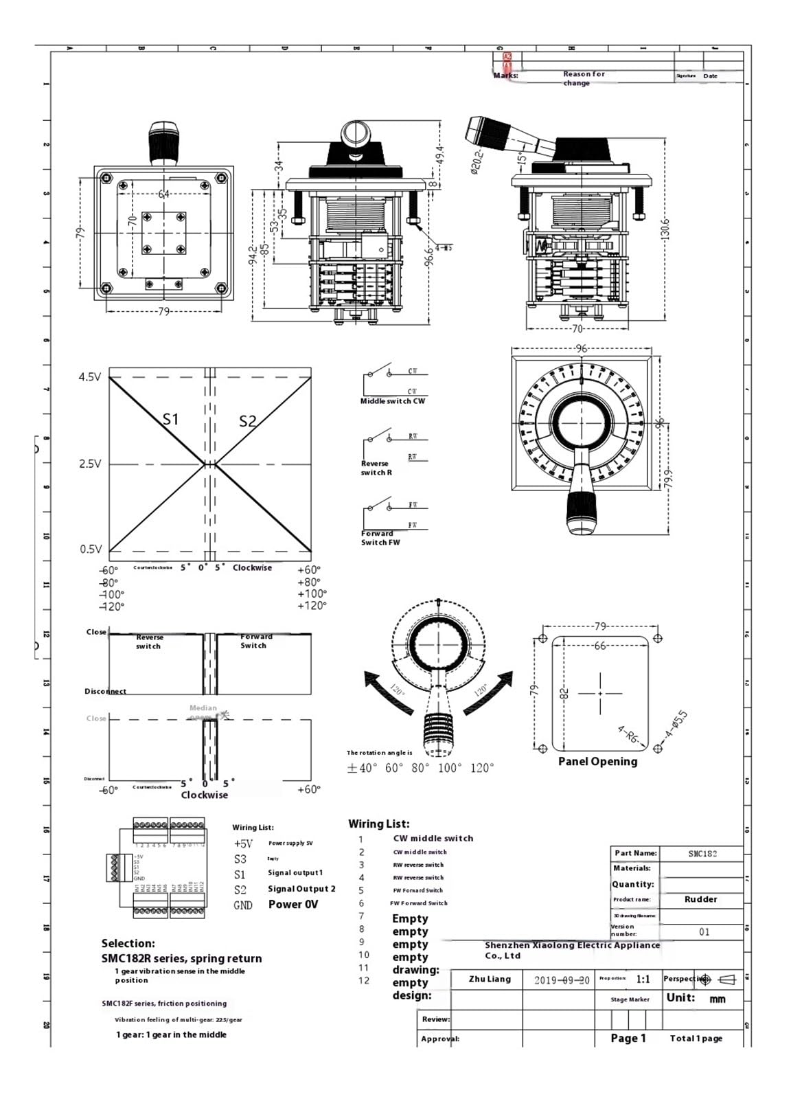 DIKAMAN Joystick, Posizionamento con smorzamento 'attrito 'asta di spinta a serie SMC182A, timone, orologio for auto, maniglia controllo elettrica(±80°,Dual signal cross)