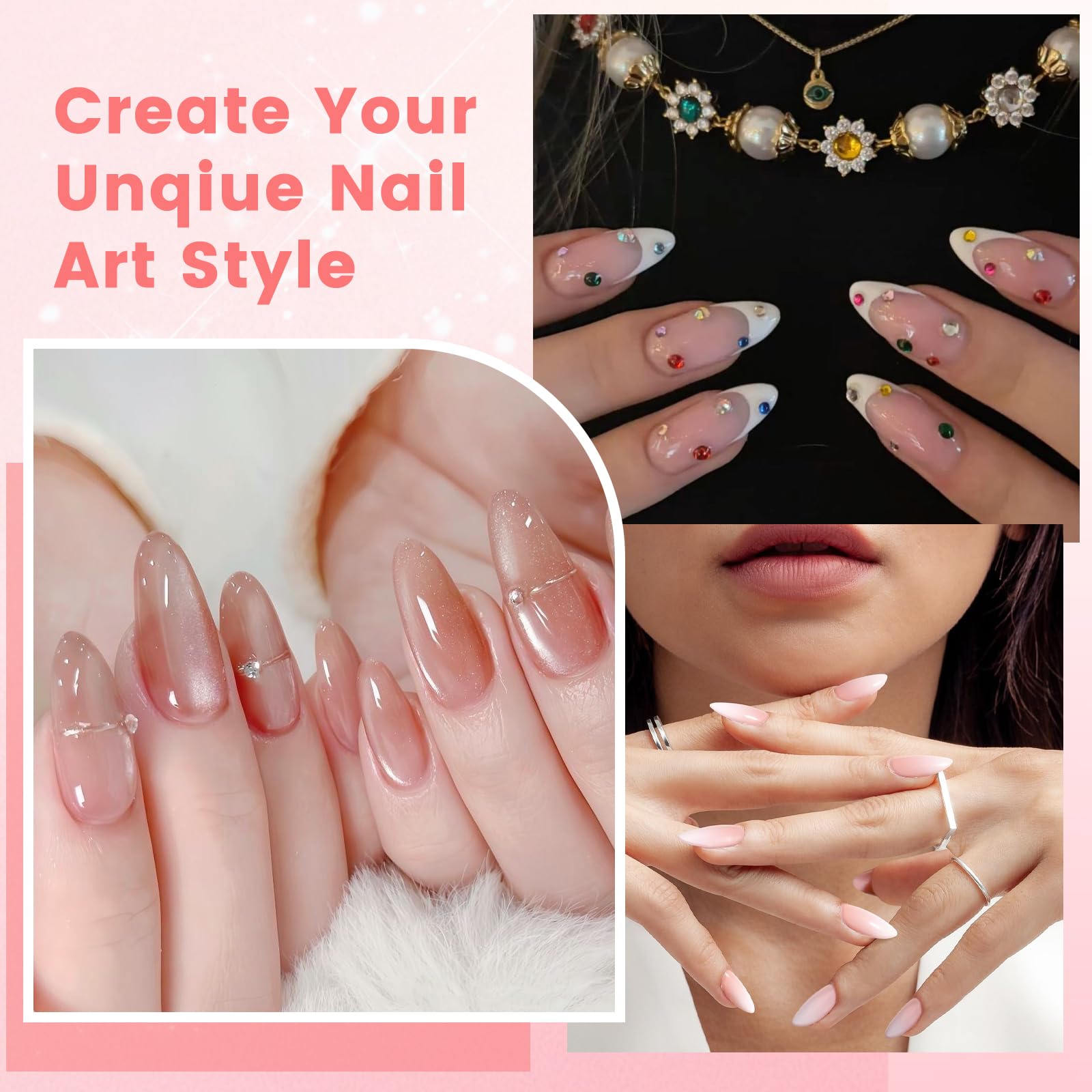 Deciniee Kit d’Ongles Acryliques Complet pour Débutants - Lampe UV, Perceuse à Ongles, Faux Ongles, Vernis Gel, Outil de Manucure, Décorations Nail Art dans un Sac Cadeau Rose - Idéal Cadeau Femme