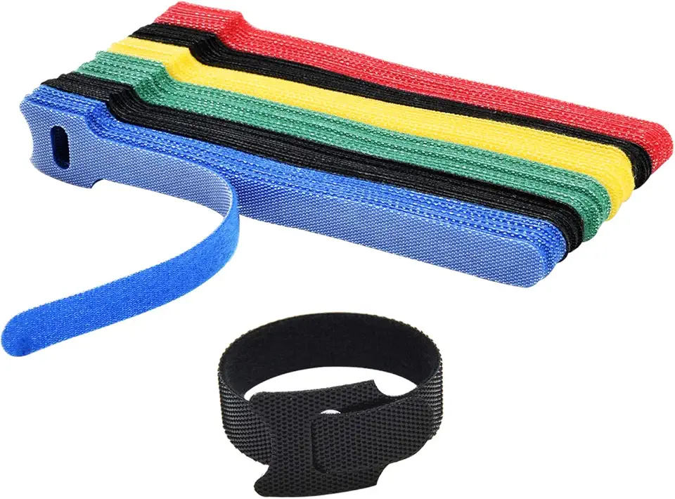 HMROPE 60 peças de abraçadeiras de fixação reutilizáveis, amarradores ajustáveis de primeira linha, de 15 cm, tiras de gerenciamento de cabos de pano de microfibra, organizador de