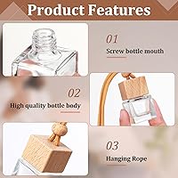 Vista 5 de Rtteri 100 botellas de difusor de aire colgantes para automóvil, botellas de vidrio vacías difusoras de perfume, frascos difusores de aceite