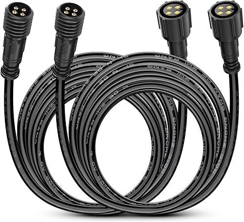 Nilight Paquete de 2 cables de extensión de luz de roca RGB de 10 pies y 4 pines para 4 y 8 cápsulas, kits de luz de roca subterránea multicolor,