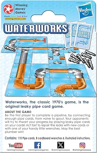 Miniatura 6 de Juego de cartas de Water Works con adhesivo BGT gratuito para tubería con fugas, llaves de fontanero clásicas de los años 70