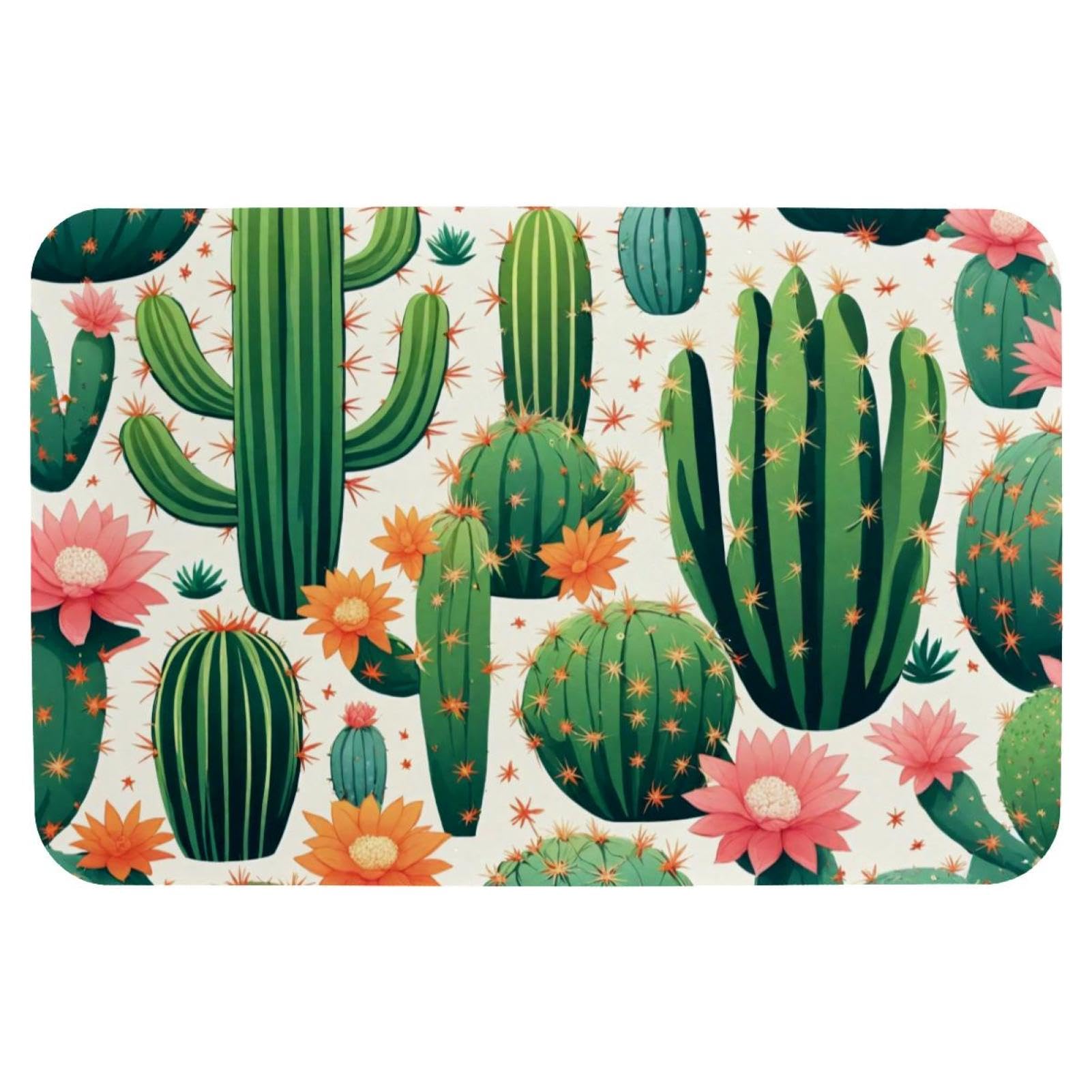 Tapis de bain à motif de cactus pour douche moderne déco de salle de bain