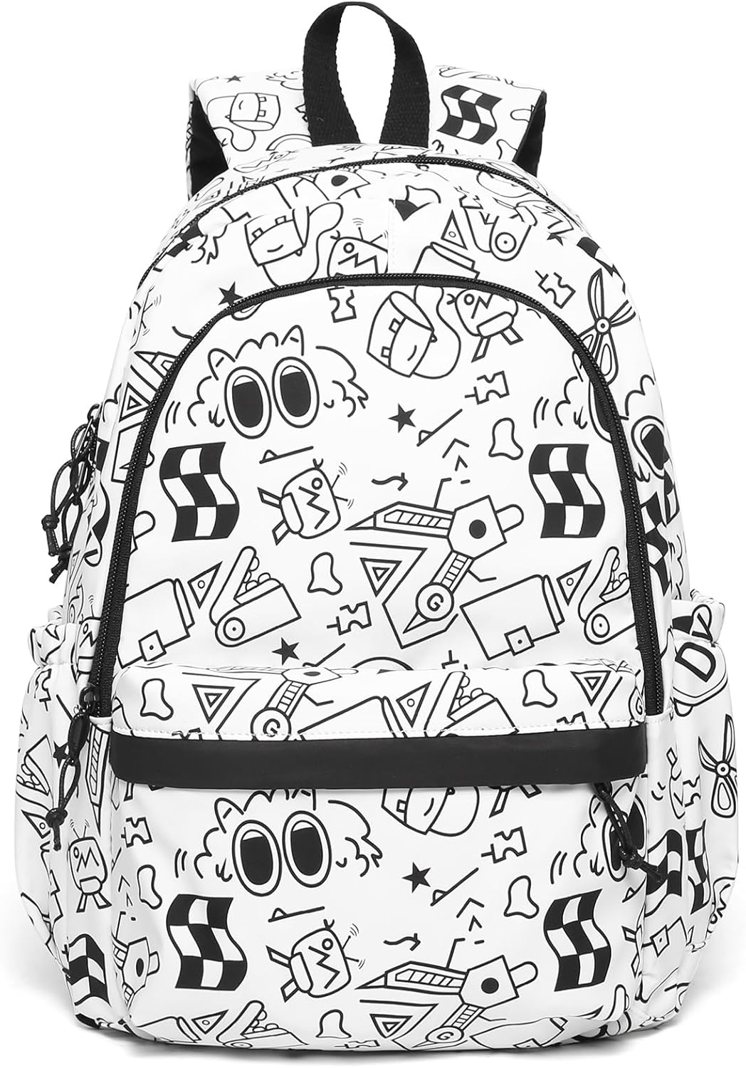 BITUOR School Backpack, Casual Daypack Men Women, Causal Travel Vacation School Bags High School Bagpack, Daypack Waterproof Backpack Lightweight School Bag for Teenage Girls Boys, Pattern-Black