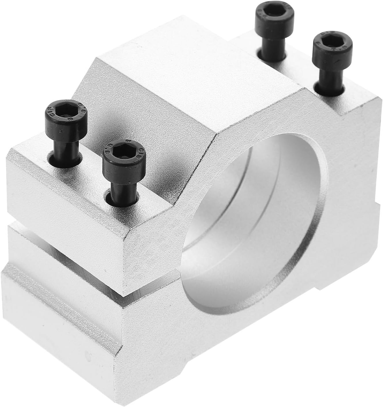 Zerodeko 46mm Spindle Motor Holder Bracket for Engraving Machine, Aluminum Resistant Fixed Seat with Unique Slot, Simple to Lock Spindle, Silver Color Motor Mount for CNC Router Motor