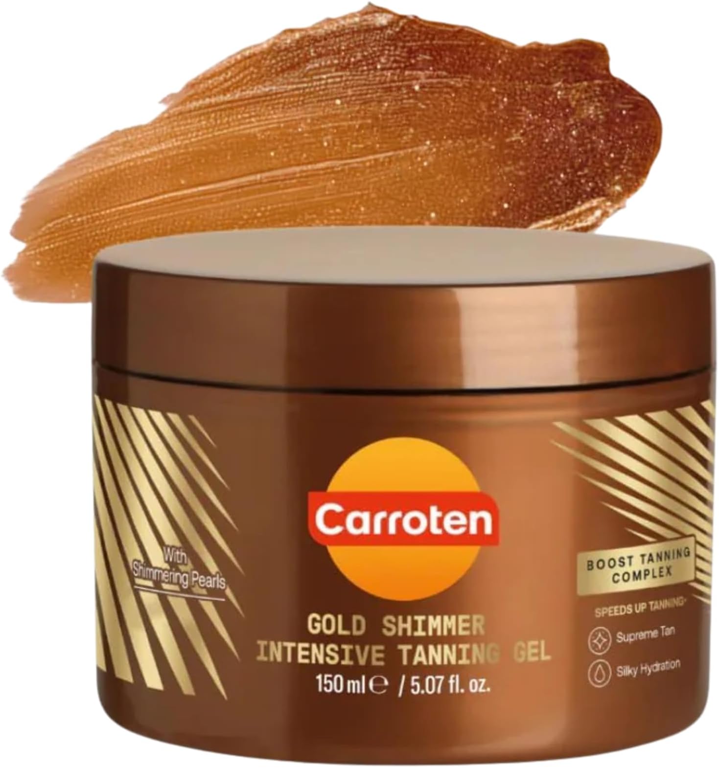 Carroten Gold Shimmer Intensive Tanning Gel 150 ml - Tan Express Accelerator - Sunbed Tanning Accelerator - Sunscreen without SPF