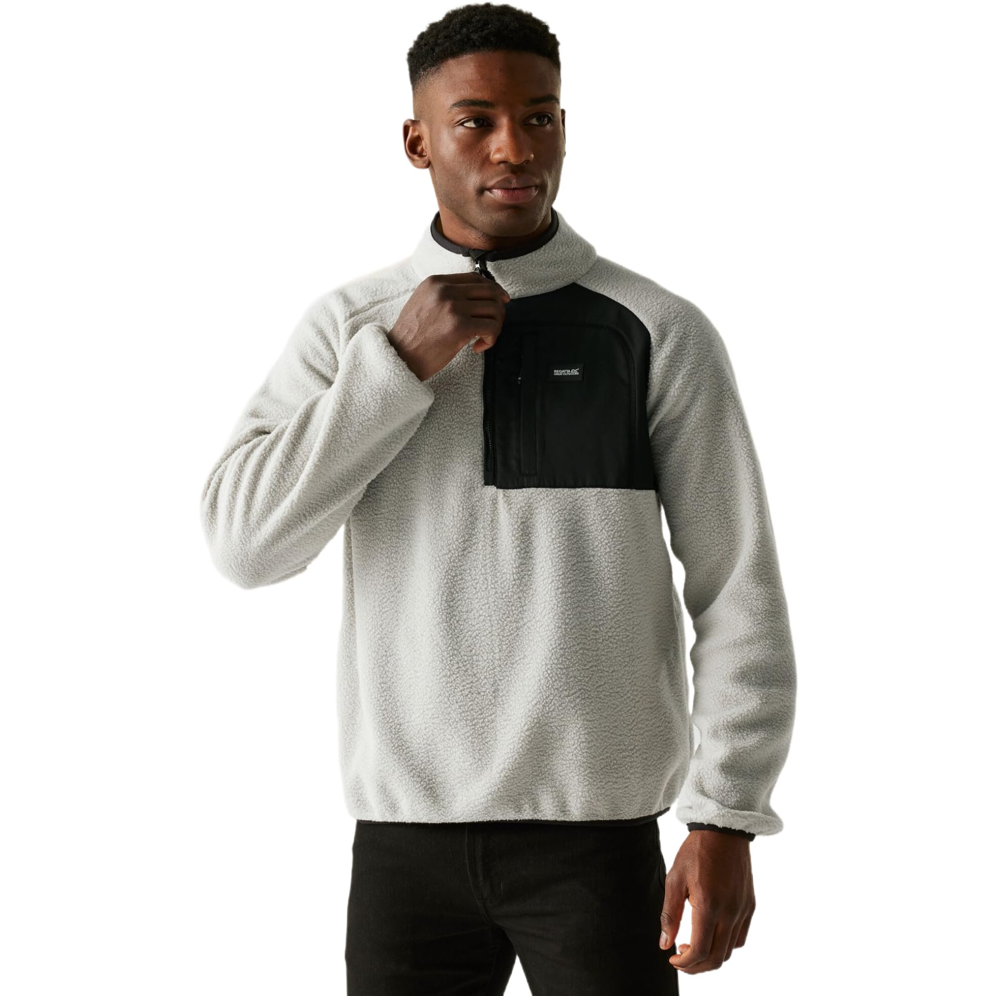 Regatta Mens Frankie Borg Half Zip Fleece Plush Stretch Warm Winter Layer Top