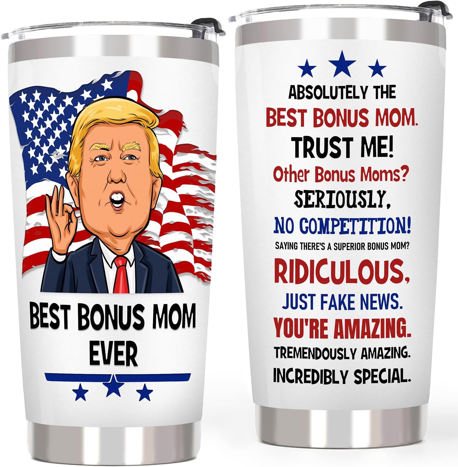 Breezy Valley Bonus Mom Mothers Day Gifts for Stepmom from Daughter Son - Bonus Mom Birthday Gifts Ideas, Best Bonus Mom Ever Tumbler, Funny Thank You Appreciation Gifts Present for Bonus Mom Stepmom