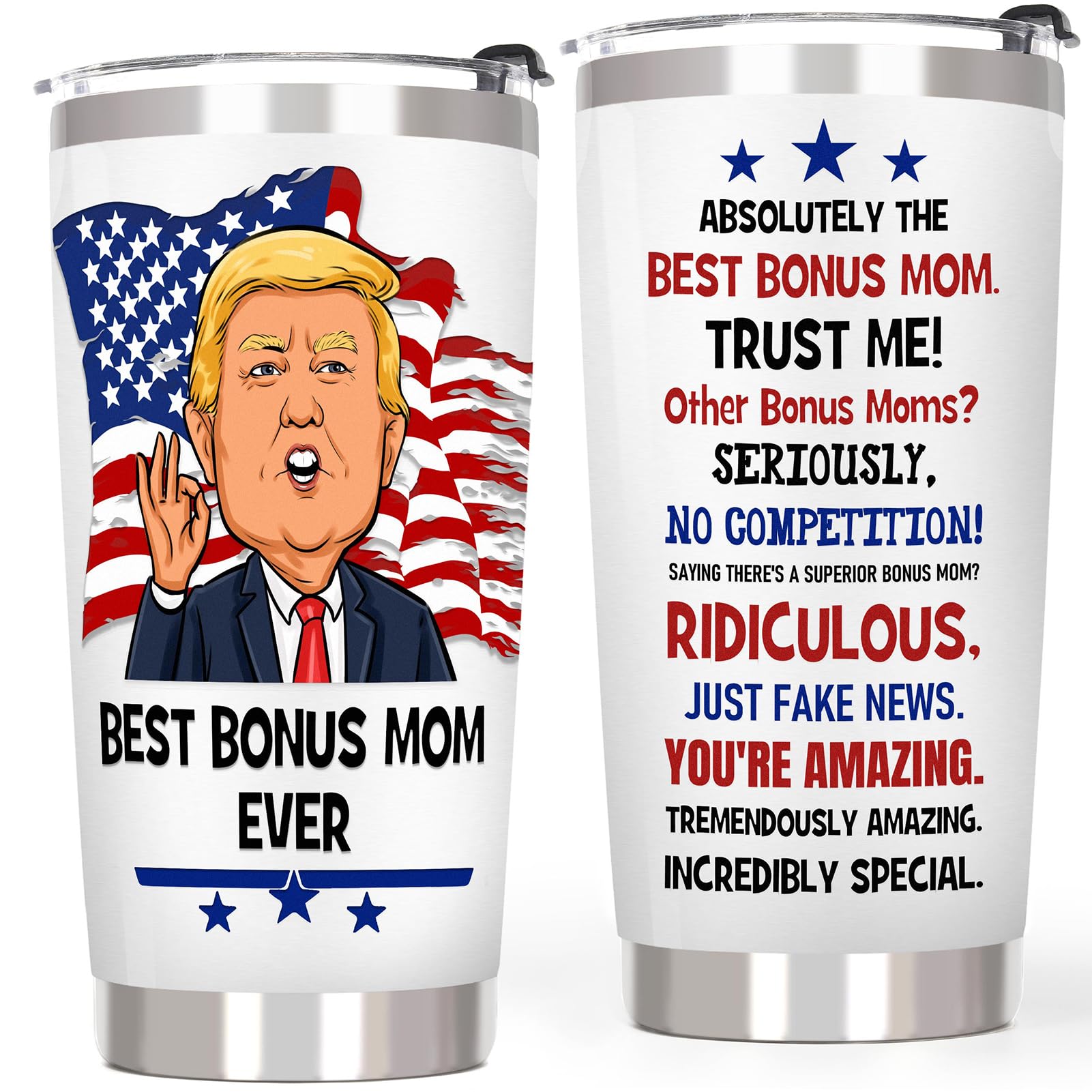 Breezy Valley Bonus Mom Mothers Day Gifts for Stepmom from Daughter Son - Bonus Mom Birthday Gifts Ideas, Best Bonus Mom Ever Tumbler, Funny Thank You Appreciation Gifts Present for Bonus Mom Stepmom