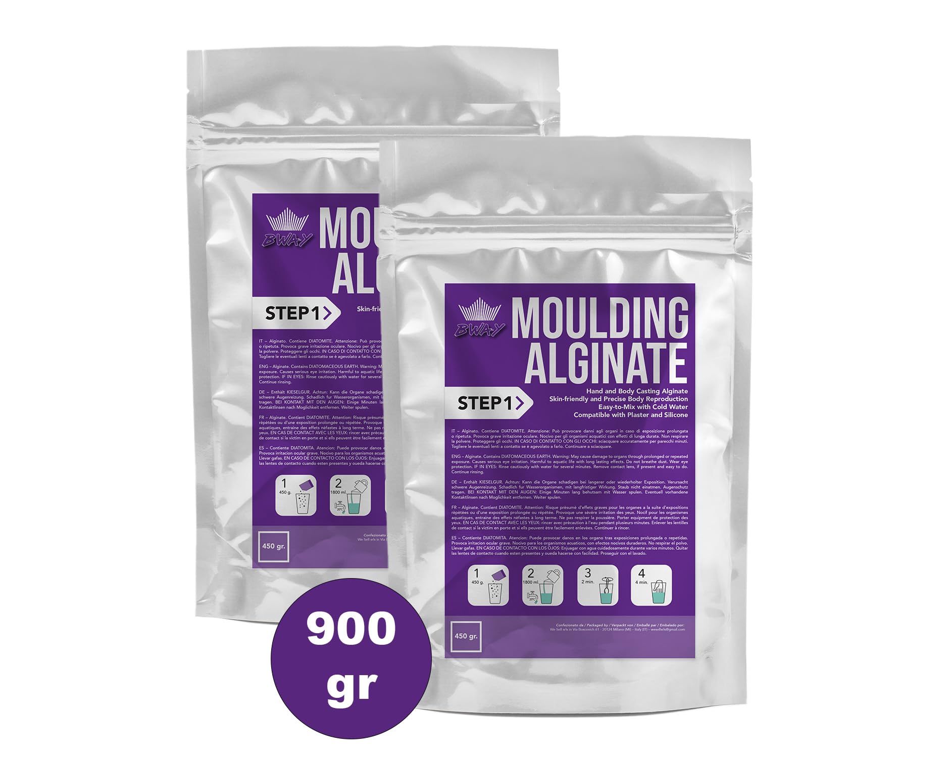 Michelangelo Moulding Alginate (4 x 450 g.) Alginate chromatique pour des impressions de haute précision. idéal pour moulages des mains ou du corps. | Votre wishlist sur