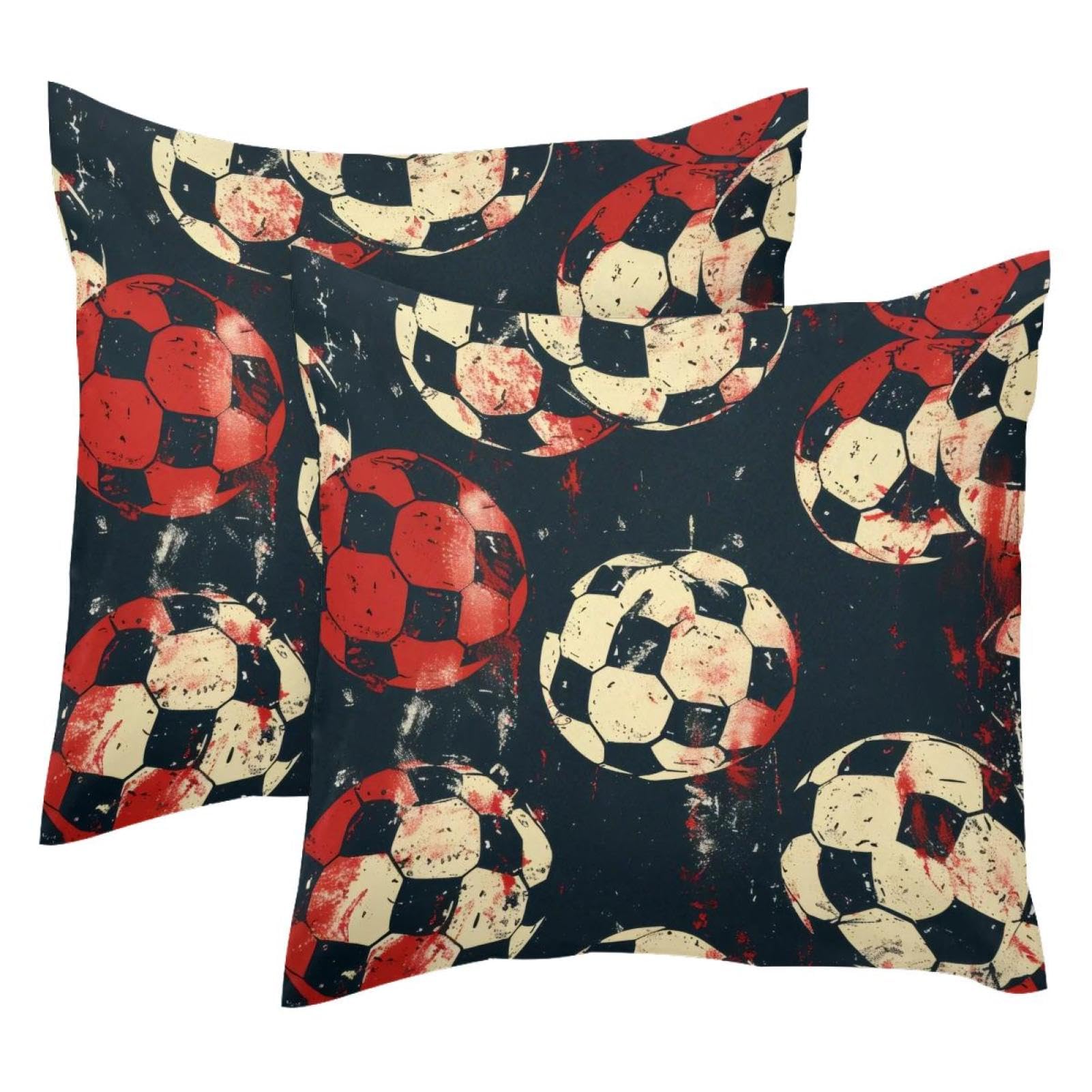 Housse de coussin motif ballon de football en velours 50x50 lot de 2 pièces