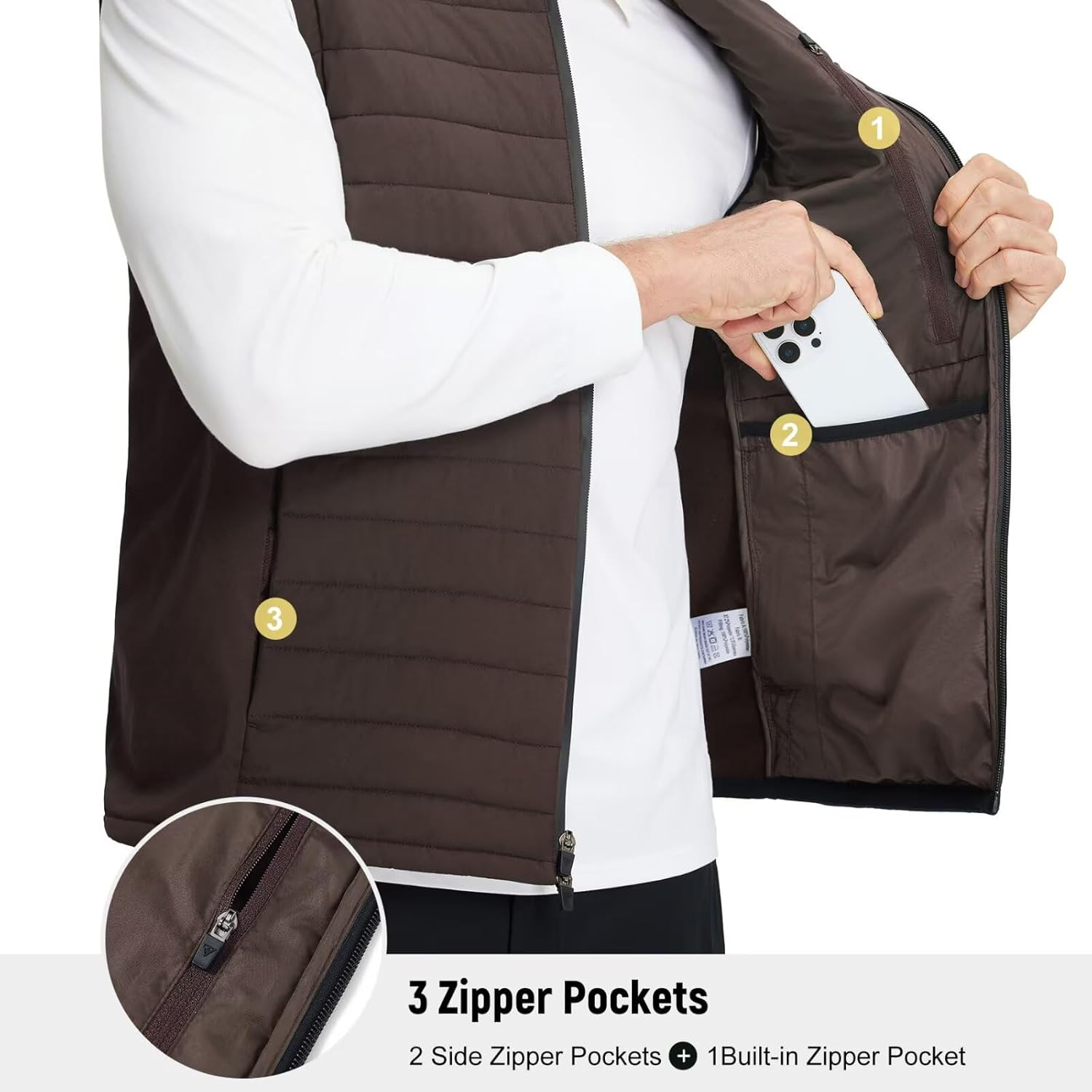 M MAELREG Mens Lightweight Puffer Vest Water-Resistant Winter Outerwear Full Zip Sleeveless Jacket for Outdoor Golf - Image 4