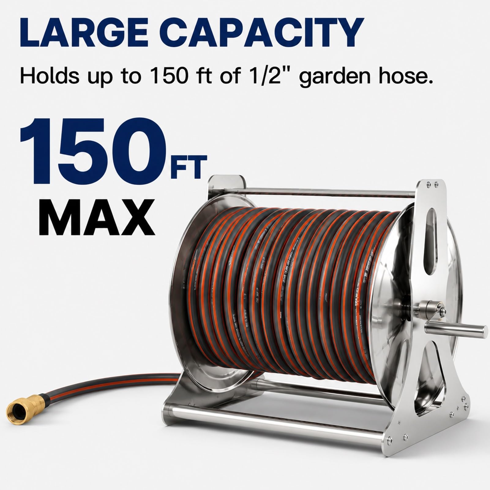 Stainless Steel Garden Hose Reel Wall Mount Heavy Duty Zwijacz Węża Ogrodowego z Rączką do Nawadnianie Ogród Taras Garaż Użycie Zewnętrzne Trwały i Solidny(Wall-Mounted)