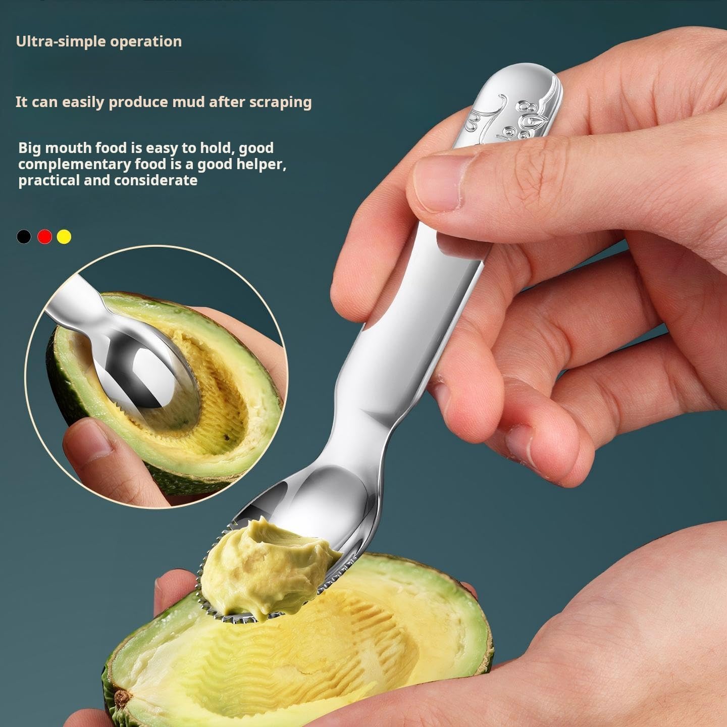 316 Stainless Steel Fruit Scraper Spoon with Storage Case, Food Masher Spoon Tool, Apple Banana Avocado Puree Maker, Stainless Steel Kitchen Utensil for Fruit Preparation