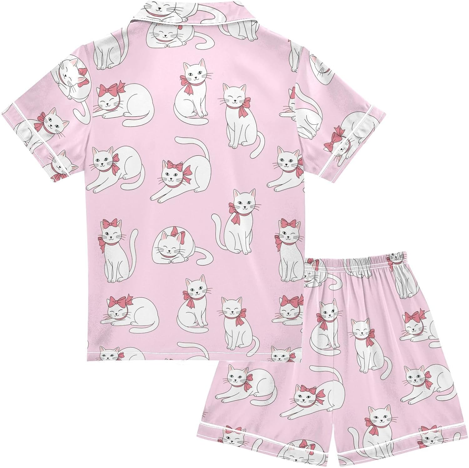 Leopard Pink Summer Pajamas Shorts Set Purple Satin PJ Sets for Pj - Image 4