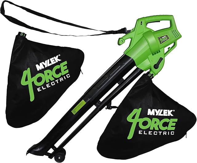 Mylek Leaf Blower And Vacuum - 3000W Garden Shredder Mulcher And Rake , 6 Variable Speeds, 10m Power Cable, UK PLug, 2 x 35L Large Collection Bags, 10:1 Mulching Shredding Ratio, Lightweight