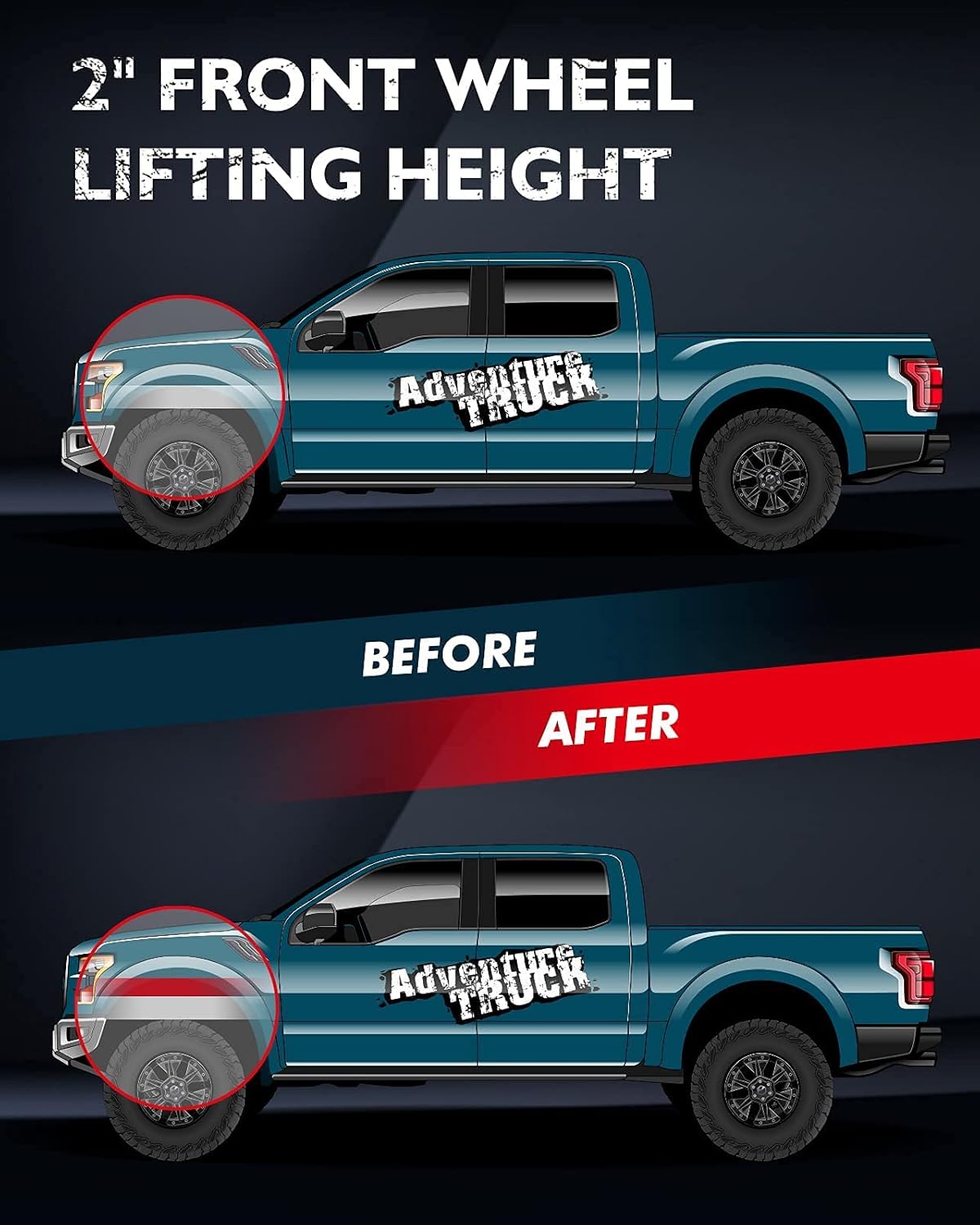 PHILTOP 2" Adjustable Front Leveling Lift Kit Replacement for Tacoma 2005-2023 2WD/4WD, LLK019 Strut Spacer Suspension Lift Kits Lift Spacers