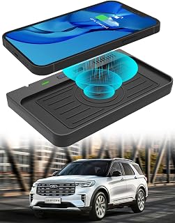 Wireless Car Charger for Ford Explorer Center Console Accessories 2023 2022 2021 2020, with USB Ports Compatible Wireless Charging Pad fit for Explorer 2020-2023