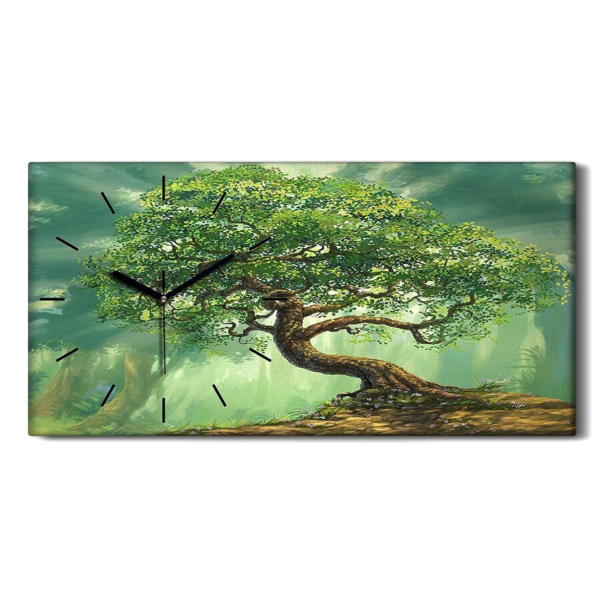 Horloge sur toile salon et chambre motif forêt fantastique 60x30cm