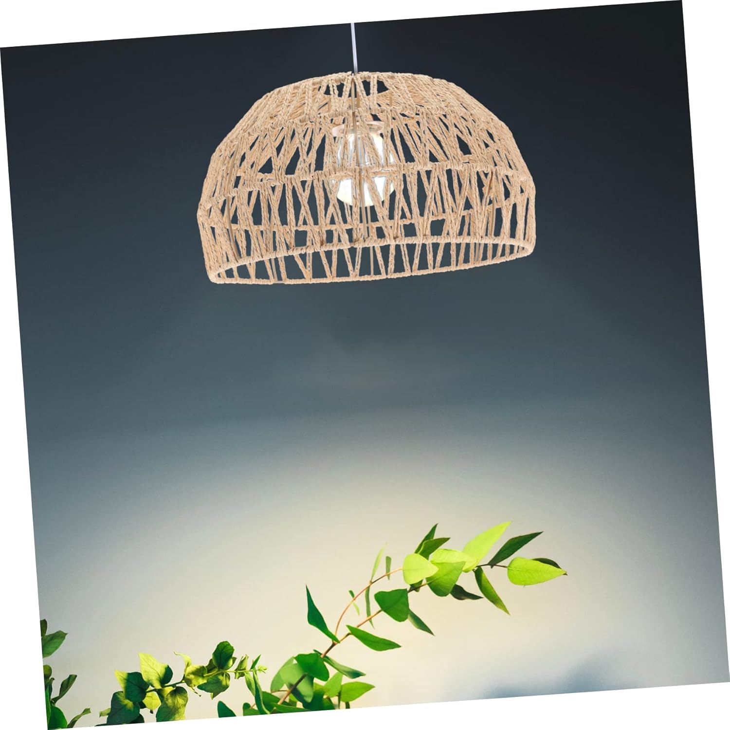 OSALADI Rattan Lamp Imitation Rattan Lampshade Hanging Lamp Shade Seagrass Chandelier Lamp Shades Rustic Ceiling Lampshades Light Cover for Bedside Lamp Floor Light Home Decor Lamp Shade