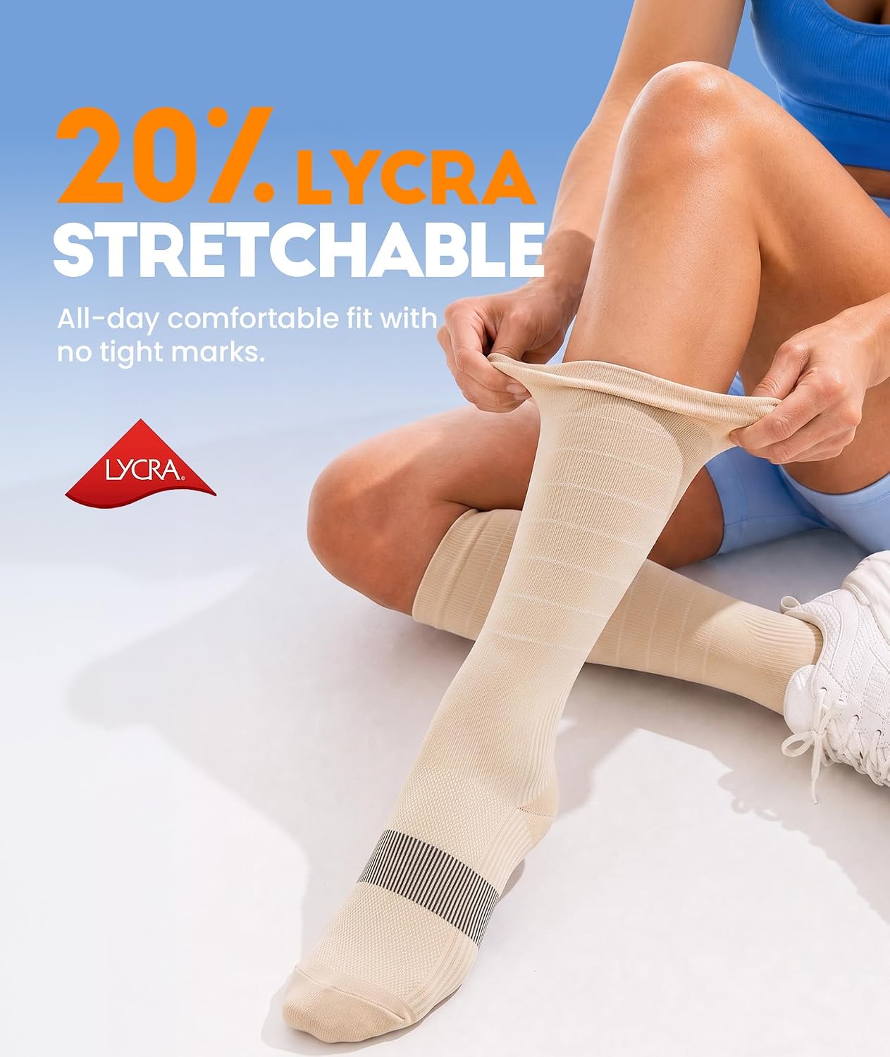 RUIXUE 20-30mmHg Compression Socks Knee High for Men Women, Circulation Support for Flying Travel Nurse Running Pregnancy