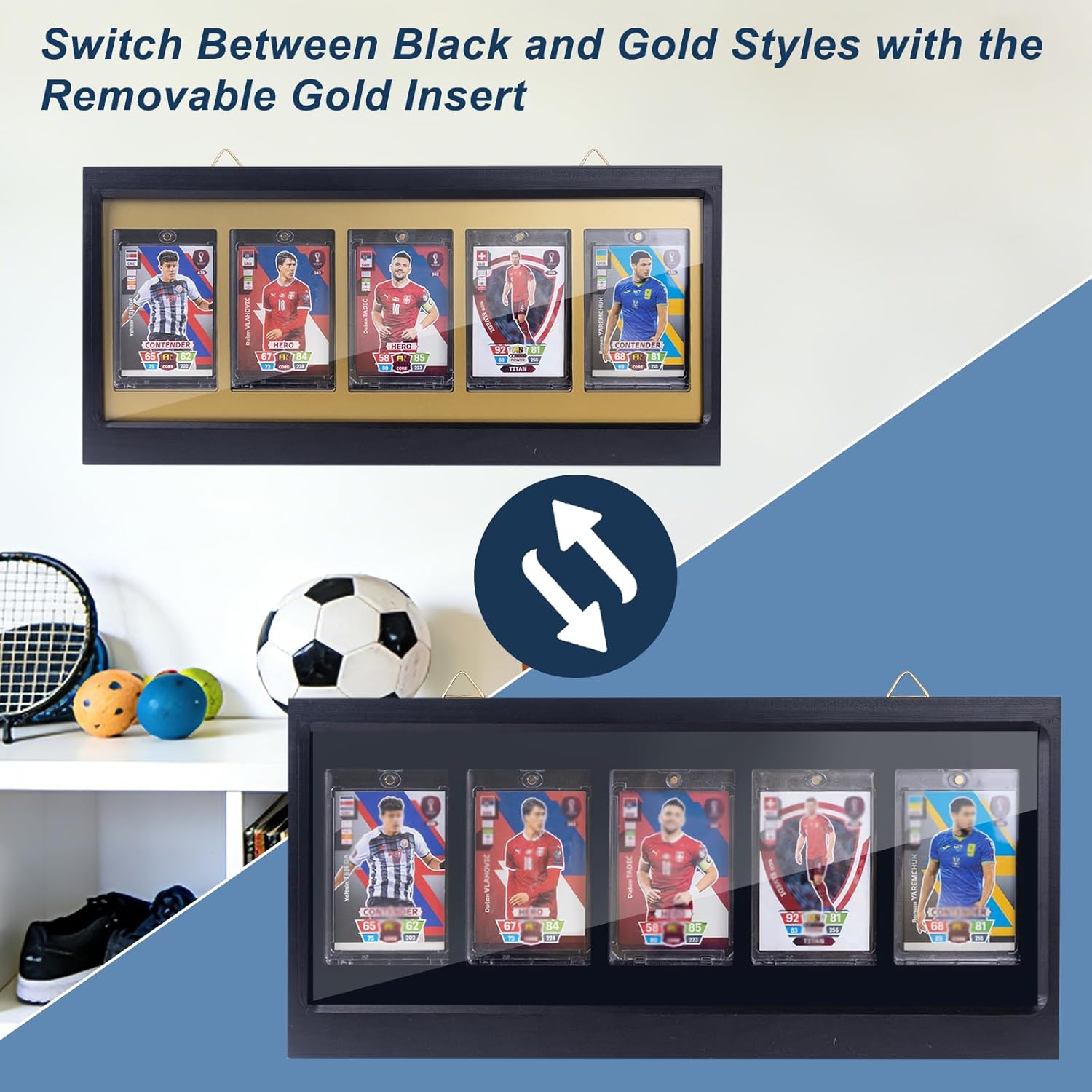 LED Card Display Case for 5 Standard Cards, Premium Wall Mount Graded Card Display Case for Sports Trading Card Display & Baseball Card Collectors
