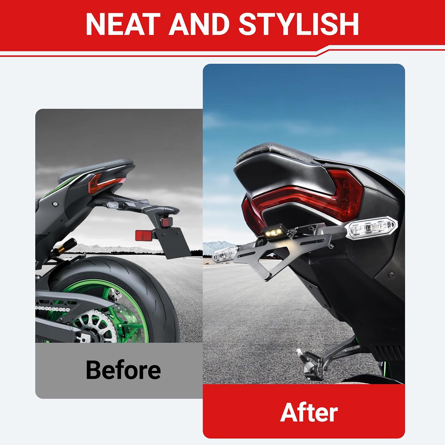 Motorcycle License Plate Bracket for Z900 2025 2026, Fender Eliminator With LED Light, Motorcycle Tail Tidy License Plate Holder Mount