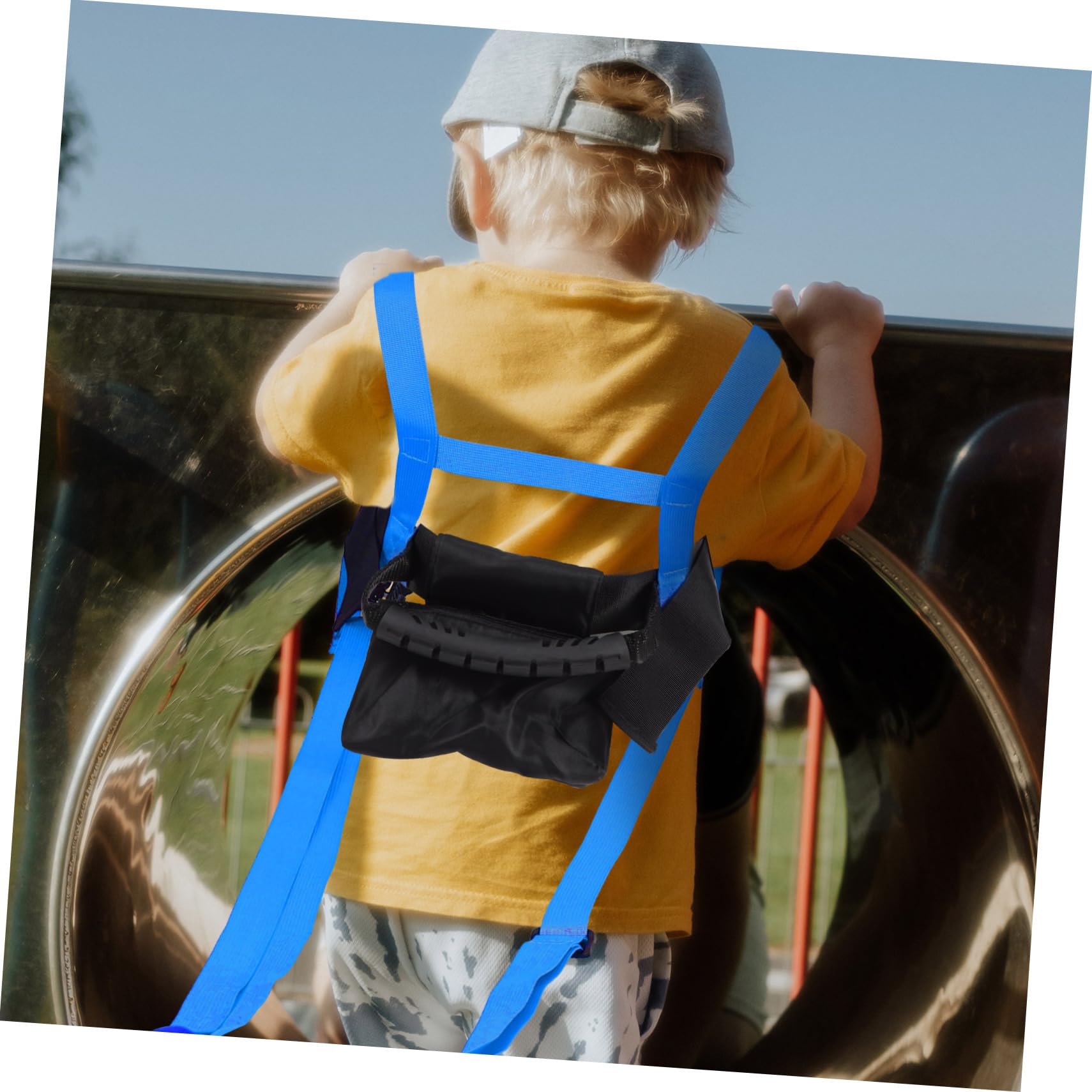 Harnais de Ski pour Garçon et Filles, Sangle Réglable en Nylon et Polyester, Bleu, pour Patinage et Ski, Maintien D'équilibre