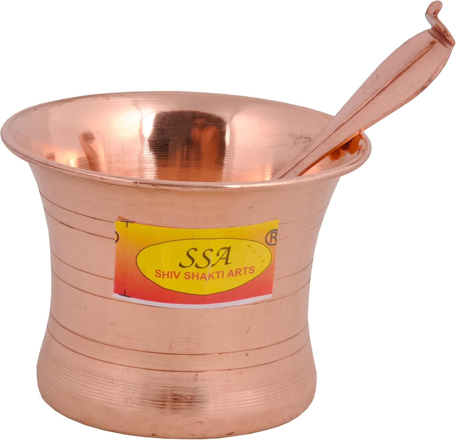 Shiv Shakti Arts® Pure Copper Puja Patra | Panch Patra | Jal Patra & Achmani Spoon Set for Poojan Purpose (Big) (Set of 1)