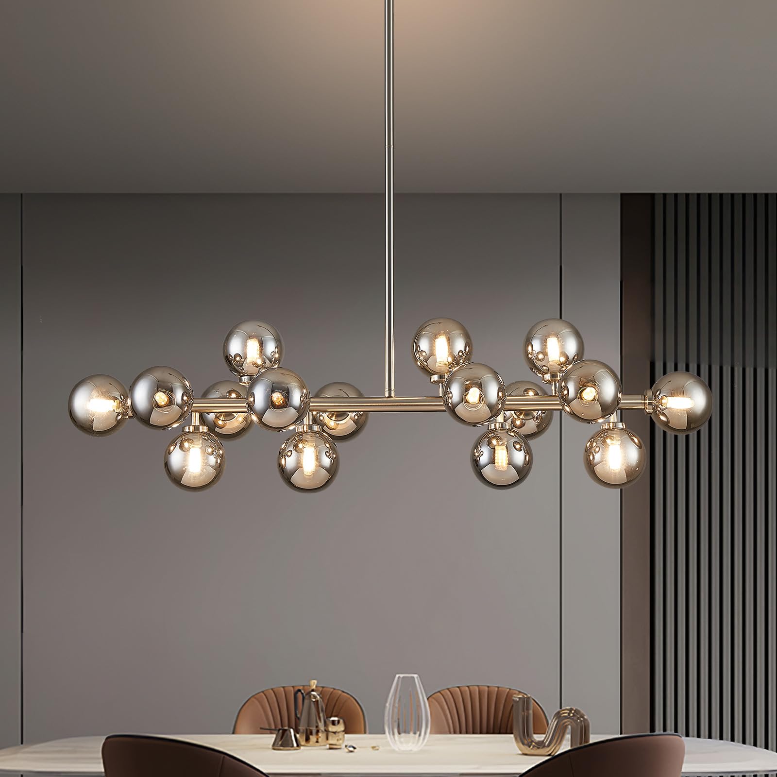 PiWWPi Glass Globe Sputnik Chandelier, 16-Light Mid Century Modern