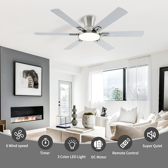Ventilador de Techo 52 Pulgadas con Luz y Control Remoto, 6 miniatura 7