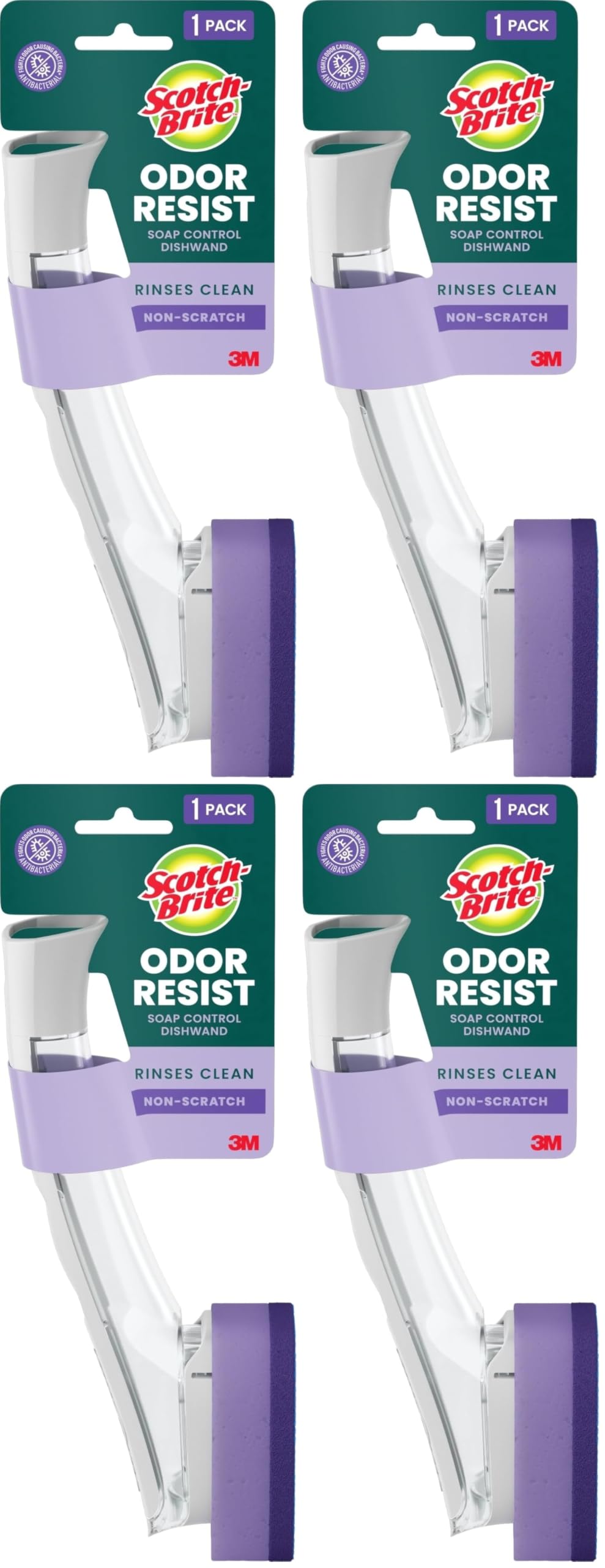 Scotch-Brite Soap Control Odor Resist Non-Scratch Dishwand,(Pack of 4)