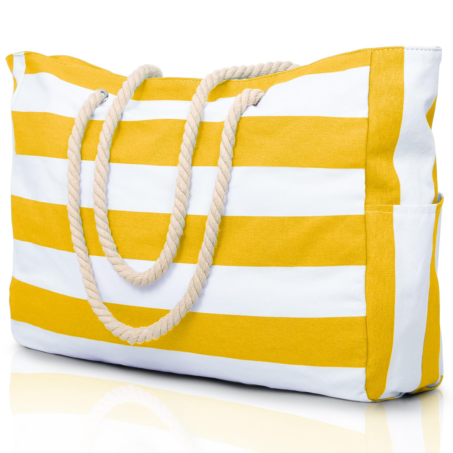 Becokan Beach Bags for Women Large Waterproof Beach Tote Bag Zipper Beach Bags Waterproof Sandproof Swim Pool Bag Large Tote Yellow