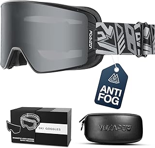 Ski Goggles Over Glasses Anti-Fog, Snowboard Goggles for Men Women 100% UV Protection Magnetic Interchangeable lens